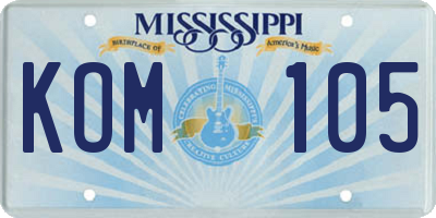 MS license plate KOM105