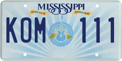MS license plate KOM111