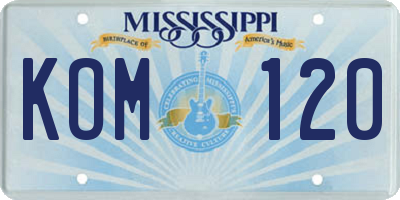 MS license plate KOM120