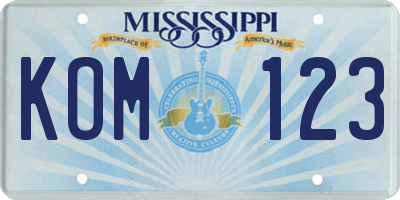 MS license plate KOM123