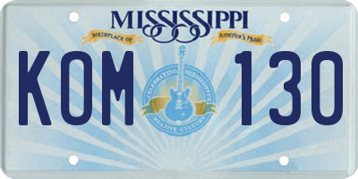 MS license plate KOM130