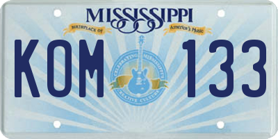 MS license plate KOM133