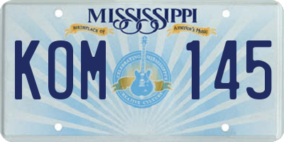 MS license plate KOM145