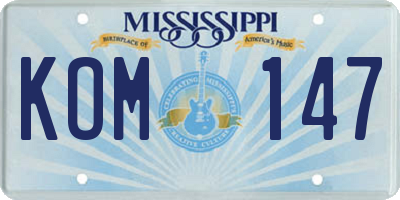 MS license plate KOM147