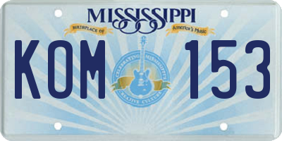 MS license plate KOM153