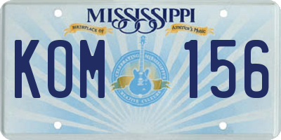 MS license plate KOM156