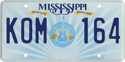 MS license plate KOM164