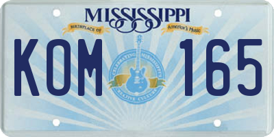 MS license plate KOM165