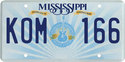 MS license plate KOM166