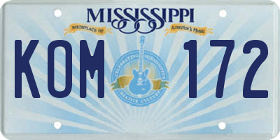MS license plate KOM172