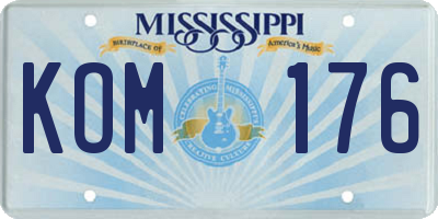 MS license plate KOM176