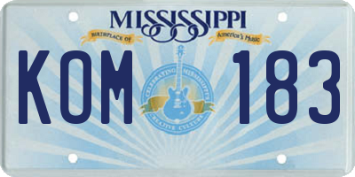 MS license plate KOM183