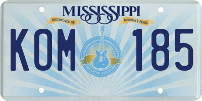 MS license plate KOM185