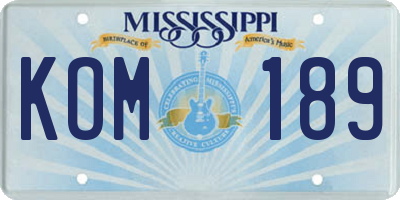 MS license plate KOM189