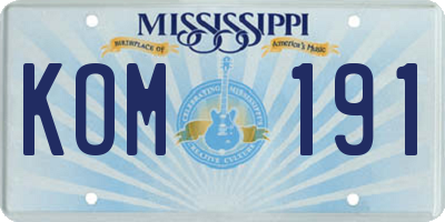 MS license plate KOM191