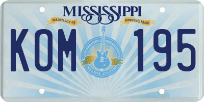 MS license plate KOM195