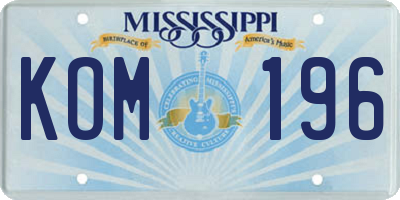 MS license plate KOM196