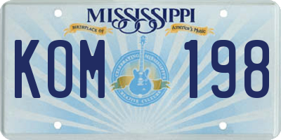 MS license plate KOM198