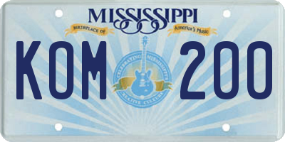 MS license plate KOM200