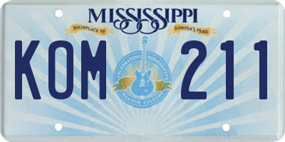MS license plate KOM211