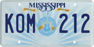 MS license plate KOM212