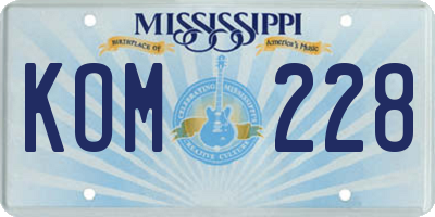 MS license plate KOM228