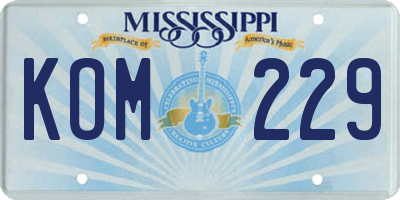 MS license plate KOM229
