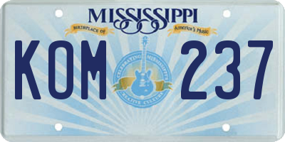 MS license plate KOM237