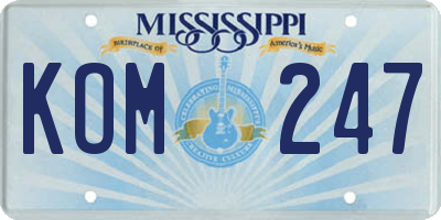 MS license plate KOM247
