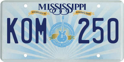 MS license plate KOM250