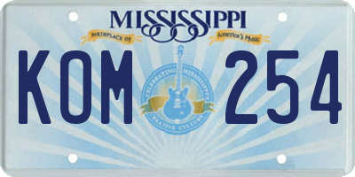 MS license plate KOM254
