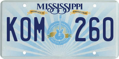 MS license plate KOM260