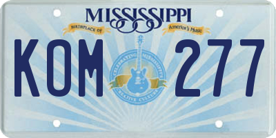 MS license plate KOM277