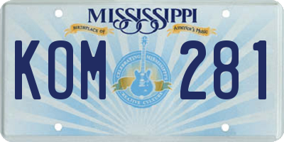 MS license plate KOM281