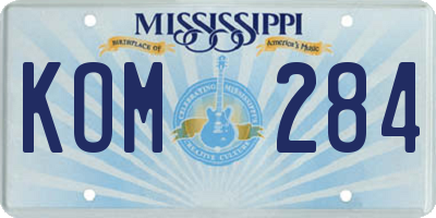 MS license plate KOM284