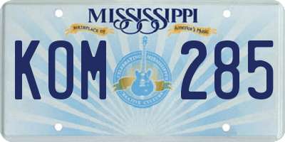 MS license plate KOM285