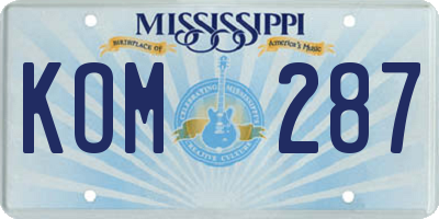 MS license plate KOM287