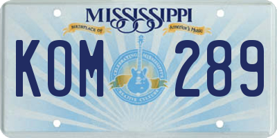MS license plate KOM289