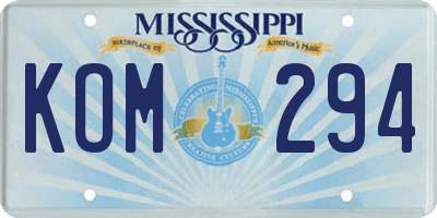 MS license plate KOM294
