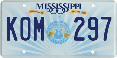 MS license plate KOM297