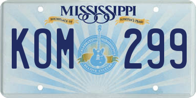 MS license plate KOM299