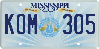 MS license plate KOM305