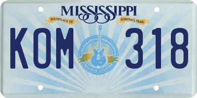 MS license plate KOM318