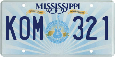 MS license plate KOM321