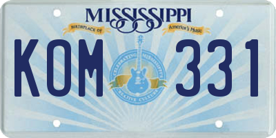 MS license plate KOM331