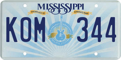 MS license plate KOM344