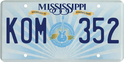 MS license plate KOM352