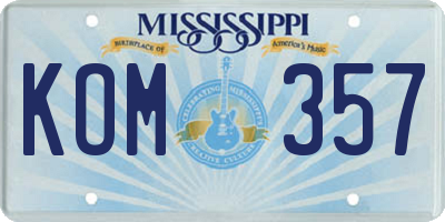 MS license plate KOM357