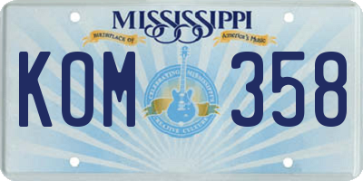 MS license plate KOM358