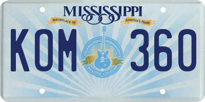 MS license plate KOM360